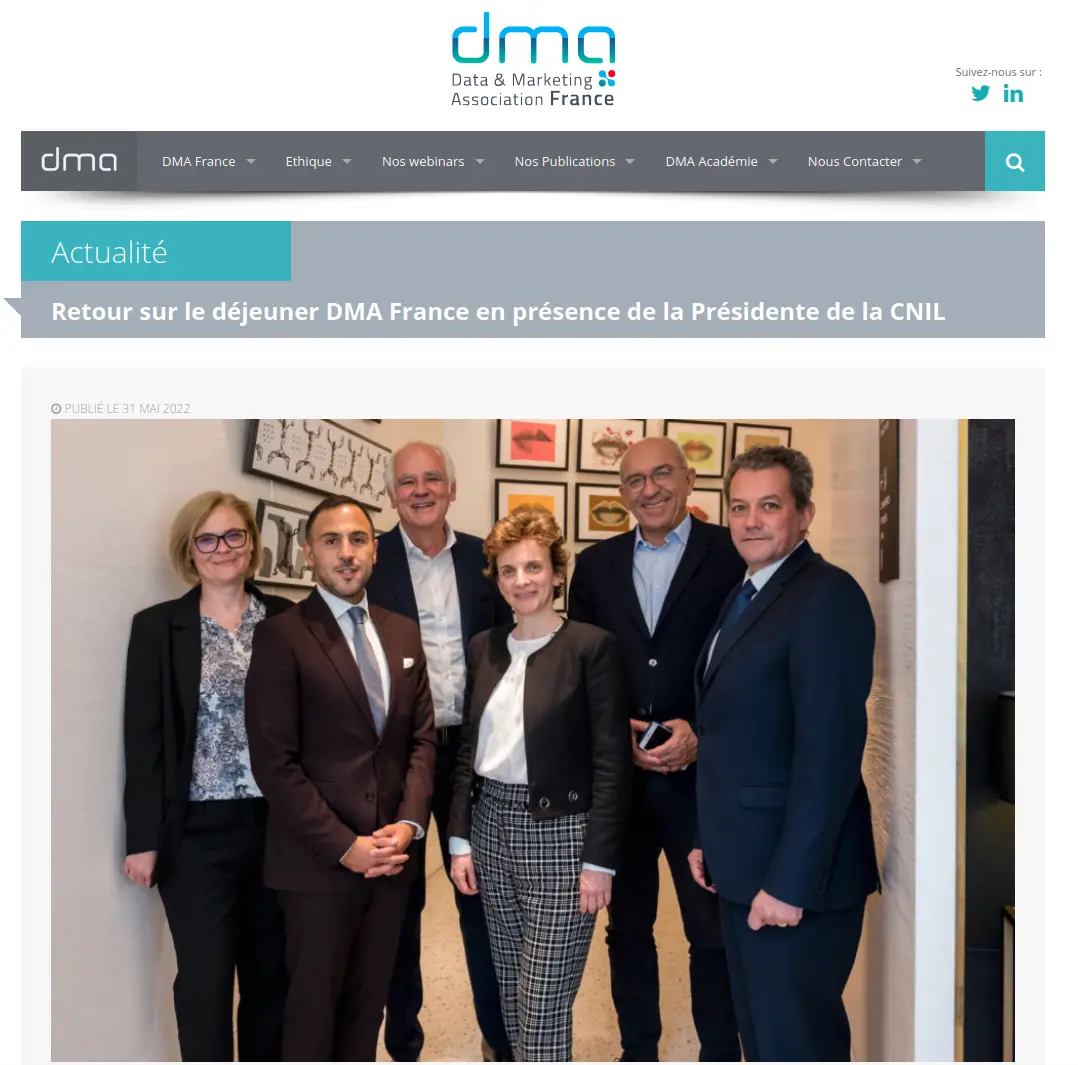 Article de l'association Data et Marketing: Retour sur le déjeuner DMA France en présence de la Présidente de la CNIL
